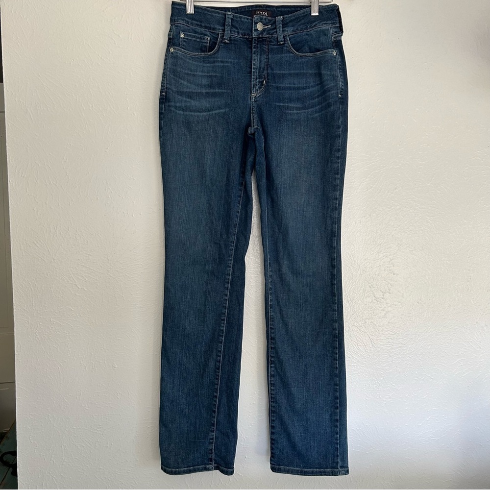 NYDJ Marilyn Straight Medium Wash Jean High-rise Minimalist Western Retro 6 - Picture 2 of 7